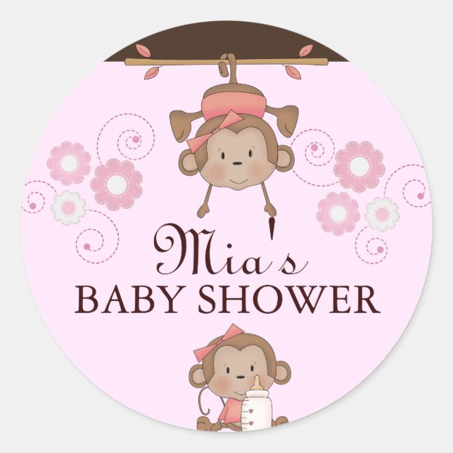 Pink Monkey Baby Shocker Runder Aufkleber (Vorderseite)