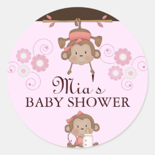 Pink Monkey Baby Shocker Runder Aufkleber