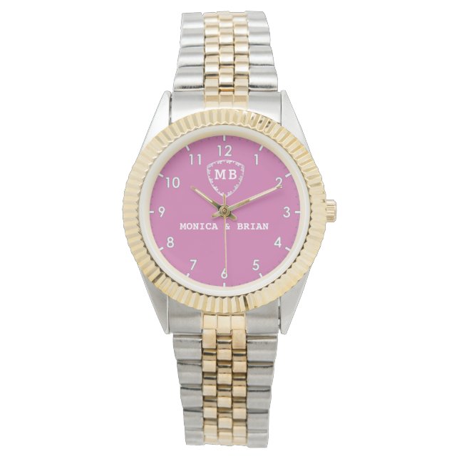 Pink Monogram Armbanduhr (Vorderseite)