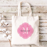 Pink Monogram Bridesmaid Totbeutel Tragetasche<br><div class="desc">Niedlich trendige mit Monogramm Hochzeitsfeiertagssäcke personalisiert mit einem eigenen Monogramm-Initial,  Bräunungstext oder fügen einen Namen oder eine andere Nachricht hinzu. Klicken Sie auf Anpassen,  um Schriftart und Farben zu ändern,  um ein einzigartiges Geschenk für Ihre Brautmädchen und Hochzeitsfeier zu schaffen!</div>