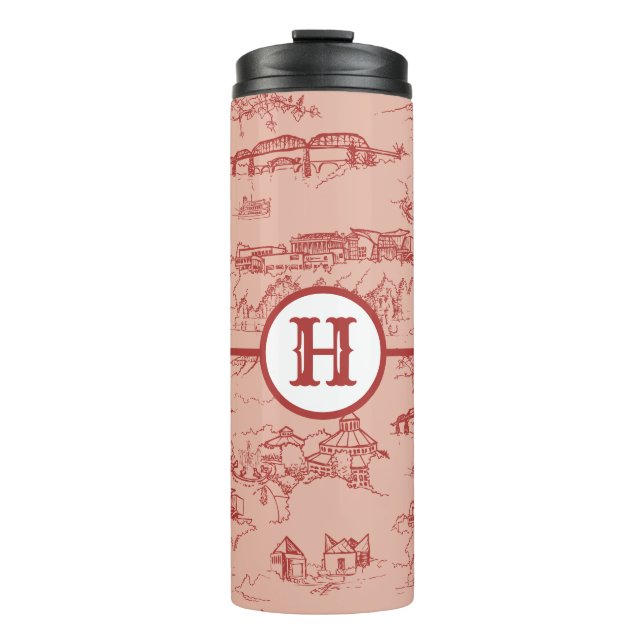 Pink Monogram Chattanooga Toile Thermal Tumbler Thermosbecher (Vorderseite)