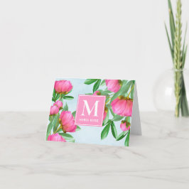 Pink Monogram Custom Floral Greenery Peonies