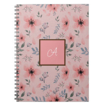 Pink Monogram Floral Pattern Simple Boho Vintag