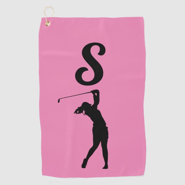 PINK MONOGRAM GOLF TOWEL FÜR SIE GOLFHANDTUCH (Vorderseite)