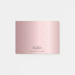 Pink Monogram Initial Name Skript Post-it Klebezettel