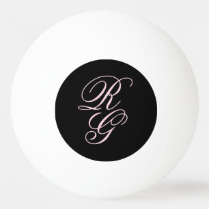 Pink Monogram Initials Script Chic Black Tischtennisball