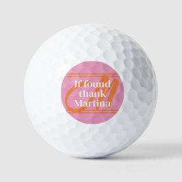 Pink Monogram Name Funny Golfball