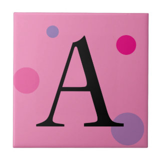 PINK MONOGRAM POLKA DOT TITEL FLIESE
