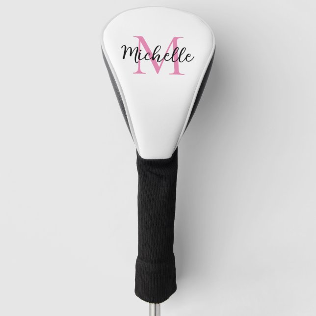 Pink Monogram Vorname Personalisiert Golf Headcover (Vorderseite)