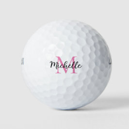 Pink Monogram Vorname Personalisiert Golfball