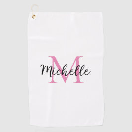 Pink Monogram Vorname Personalisiert Golfhandtuch