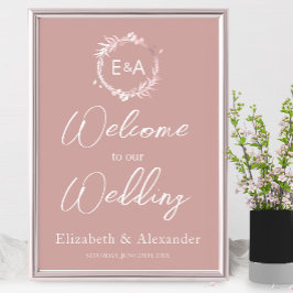 Pink Monogram Wedding Welcome Sign Foam Boar Poster