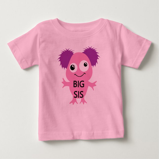 Pink Monster Big Sister Baby T-shirt (Vorderseite)