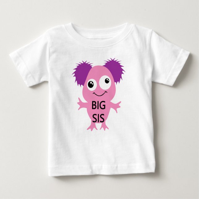 Pink Monster Big Sister Baby T-shirt (Vorderseite)