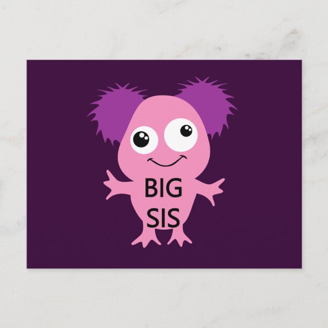Pink Monster Big Sister Postkarte (Vorderseite)