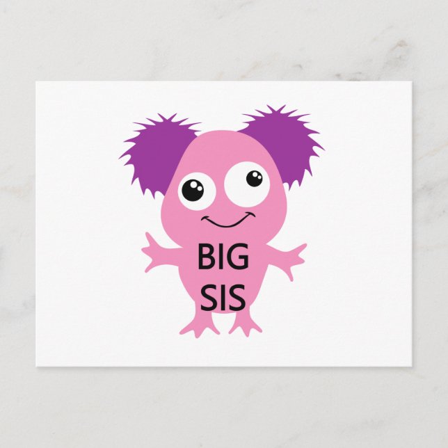 Pink Monster Big Sister Postkarte (Vorderseite)