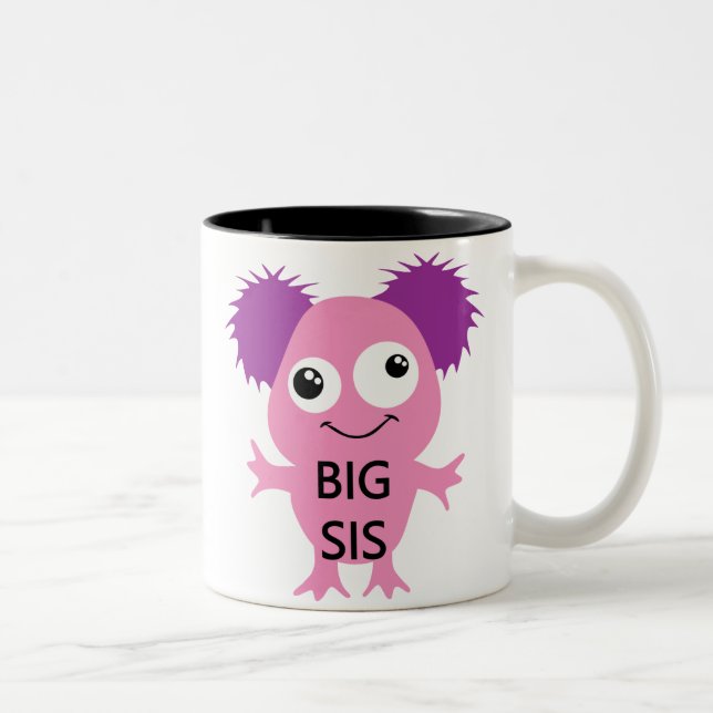 Pink Monster Big Sister Zweifarbige Tasse (Rechts)