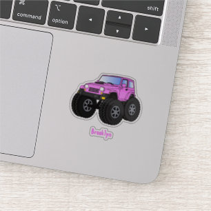 Pink Monster LKW Cartoon Illustration Aufkleber