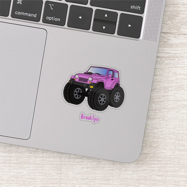 Pink Monster LKW Cartoon Illustration Aufkleber (Ausschnitt)