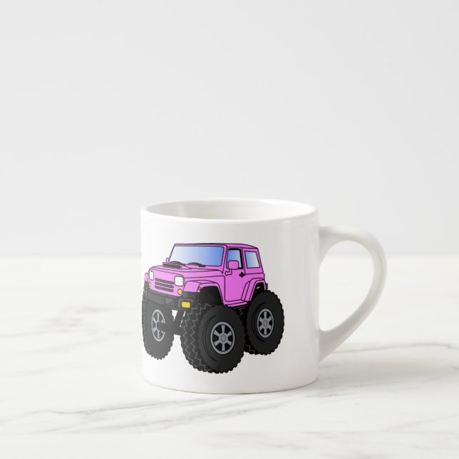 Pink Monster LKW Cartoon Illustration Espressotasse (Rechts)