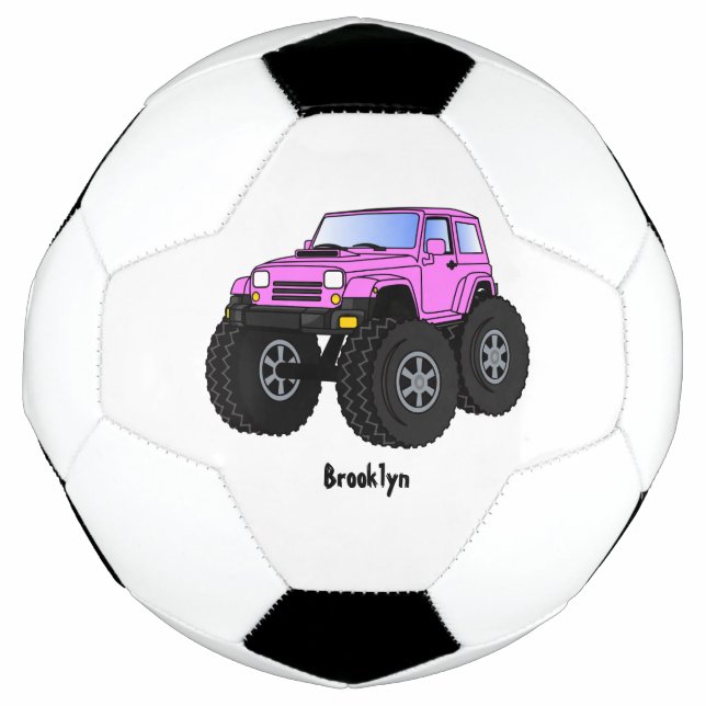 Pink Monster LKW Cartoon Illustration Fußball (Vorderseite)