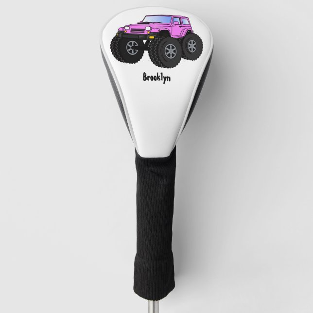 Pink Monster LKW Cartoon Illustration Golf Headcover (Vorderseite)