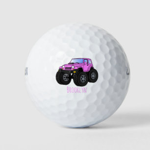 Pink Monster LKW Cartoon Illustration Golfball