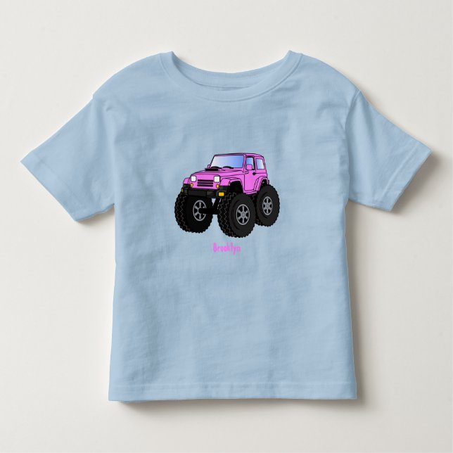 Pink Monster LKW Cartoon Illustration Kleinkind T-shirt (Vorderseite)