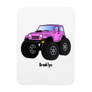 Pink Monster LKW Cartoon Illustration Magnet