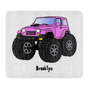 Pink Monster LKW Cartoon Illustration Schneidebrett