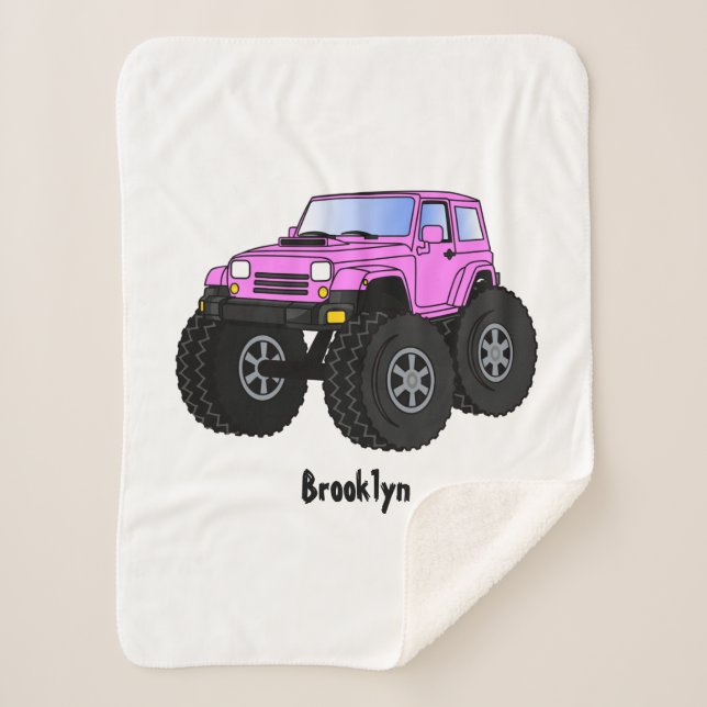 Pink Monster LKW Cartoon Illustration Sherpadecke (Vorderseite)