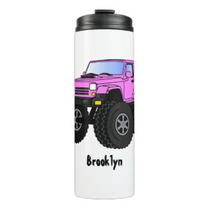 Pink Monster LKW Cartoon Illustration Thermosbecher