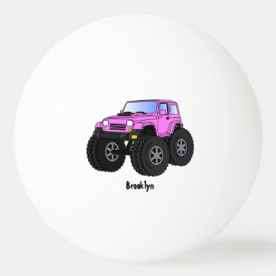 Pink Monster LKW Cartoon Illustration Tischtennisball