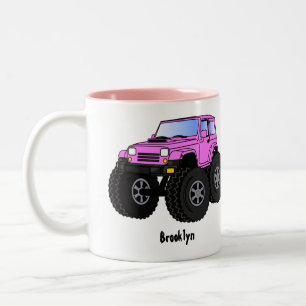 Pink Monster LKW Cartoon Illustration Zweifarbige Tasse
