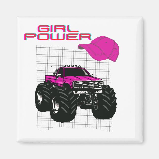 Pink Monster Truck Magnet (Vorne)