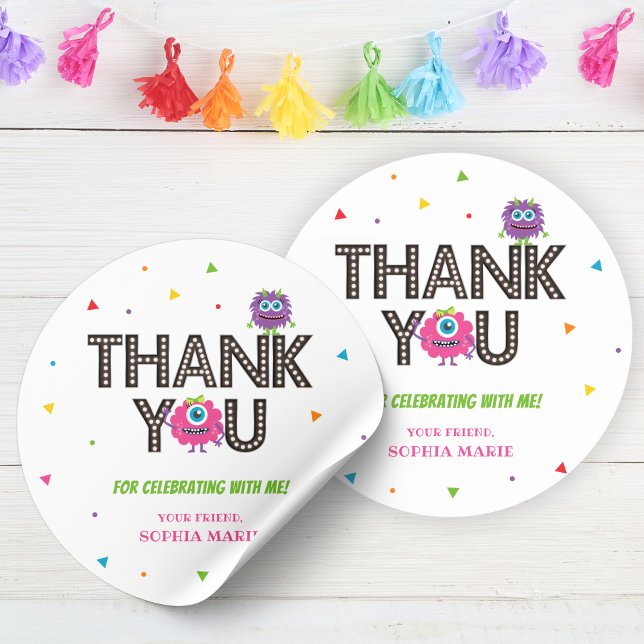 Pink Monster Vielen Dank Sticker (Pink Monster Thank You Sticker)