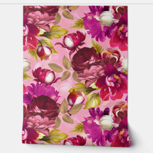 Pink Moody Florals Maximalist Blumengarten Tapete