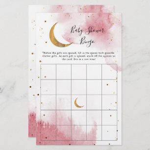 Pink Moon Baby Dusche Bingo Spiel