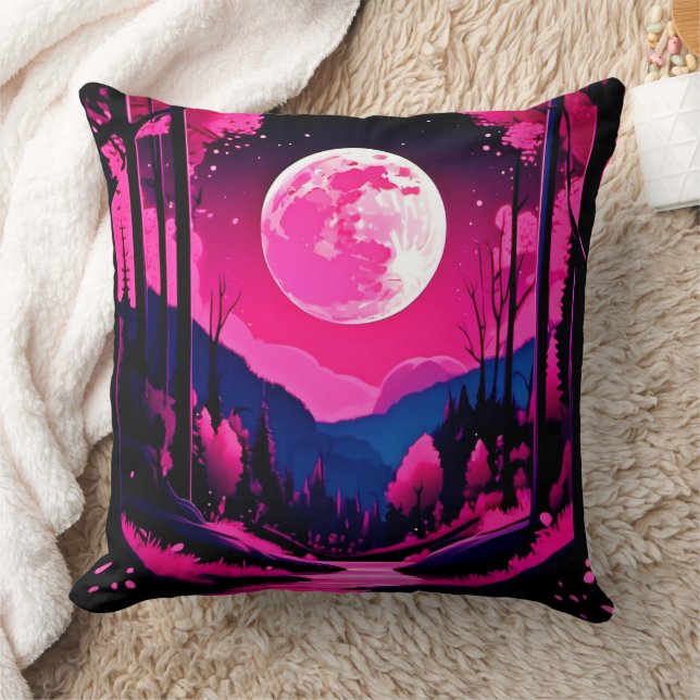 Pink Moon Fantasy Kissen (Decke)