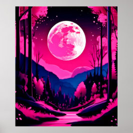 Pink Moon Fantasy Poster
