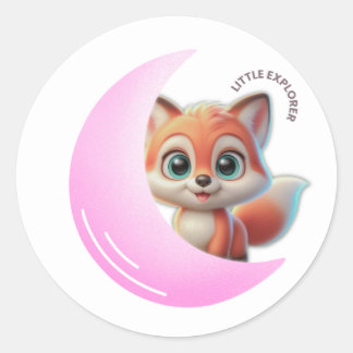 Pink Moon Fox Sticker
