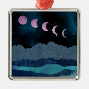 Pink Moon Phones Landscape Ornament Aus Metall