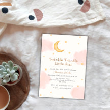Pink Moon Stars Twinkle Twinkle Girl Babydusche