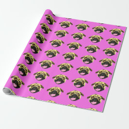 Pink Mops Face Gift Wrap Geschenkpapier
