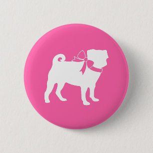 Pink Mops Hunde Thema Party Feier Button