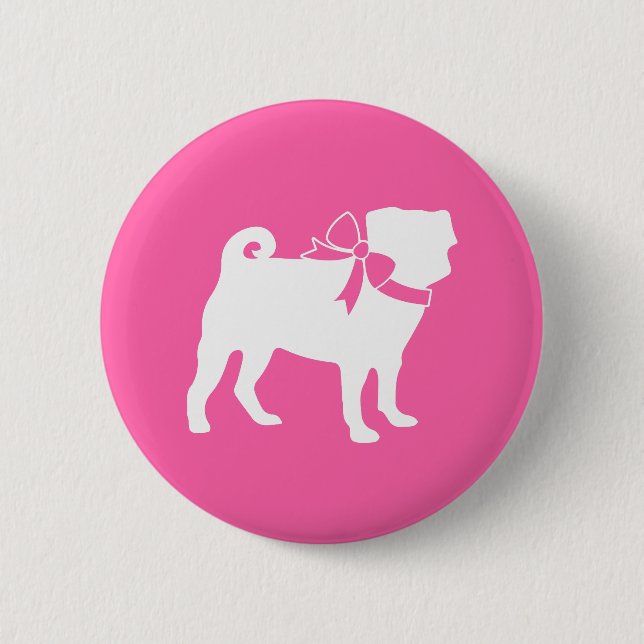 Pink Mops Hunde Thema Party Feier Button (Vorderseite)