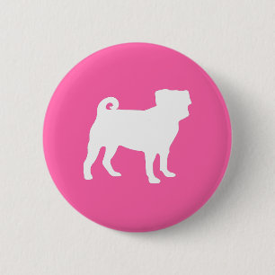 Pink Mops Hunde Thema Party Feier Button