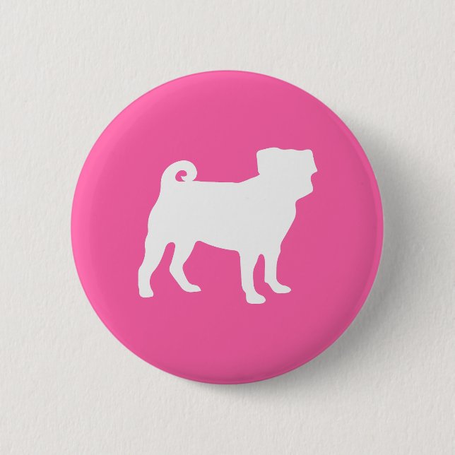 Pink Mops Hunde Thema Party Feier Button (Vorderseite)