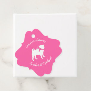 Pink Mops Hunde Thema Party Feier Geschenkanhänger