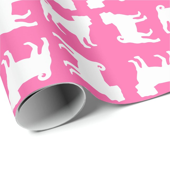 Pink Mops Hunde Thema Party Feier Geschenkpapier (Rolleneckpunkt)